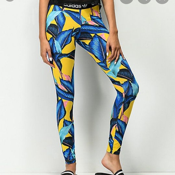 yellow adidas tights